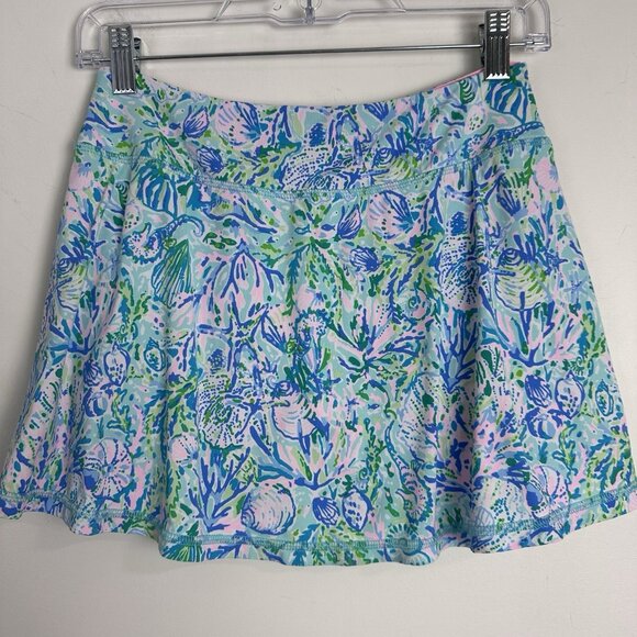 Lilly Pulitzer Aila Skort UPF 50+ Surf Blue Soleil It On Me Blue Aqua Pink XS - Picture 4 of 8